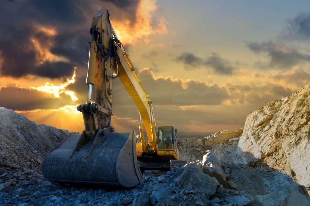 Big excavator in a coal mine